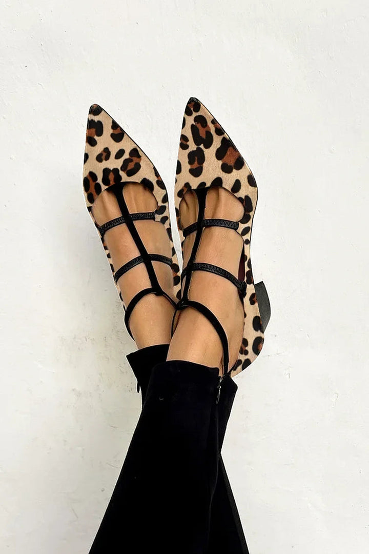 Bridget | Leopard Strap Ballet Flats
