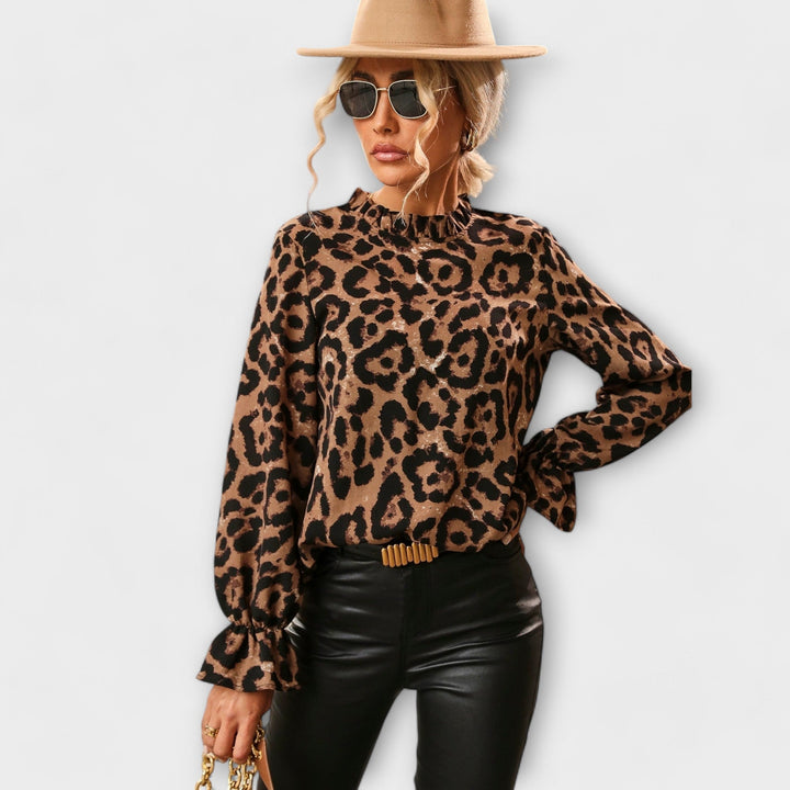 Kayla - Leoblouse with Pleated Collar