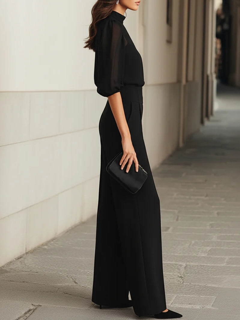 Valentina™ | Black Chiffon Three-Piece Set
